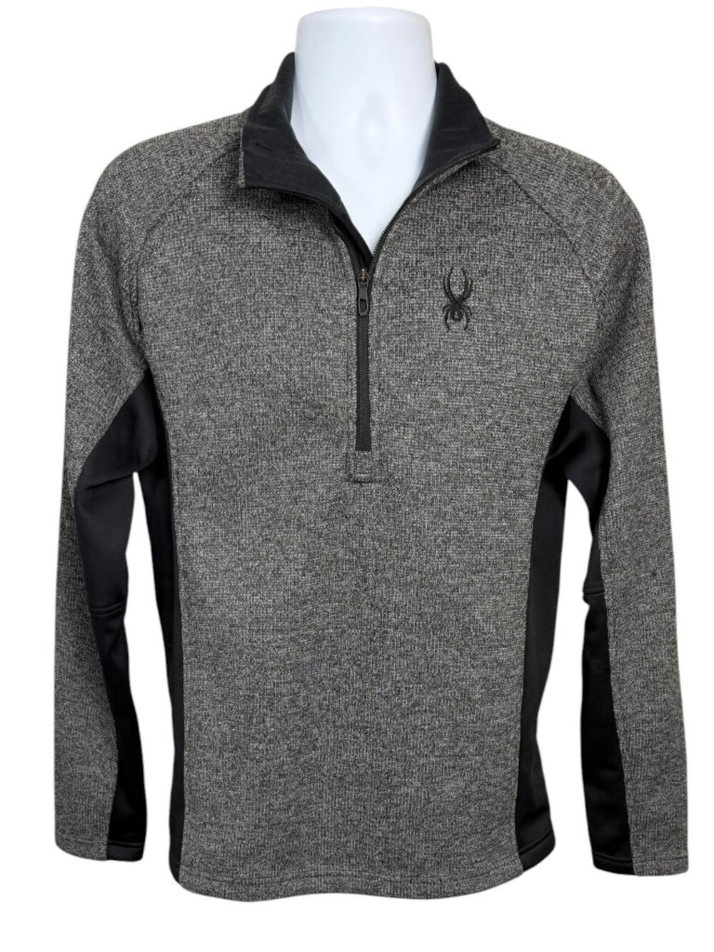 Spyder 1/4 Zip Pullover Gray Black Knit Performance Jacket Men's M